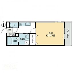 フォブール林町 1Kの間取図画像