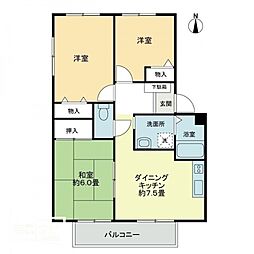 フォブール八坂B 3DKの間取図画像