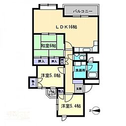 グランドール桜町 3LDKの間取図画像