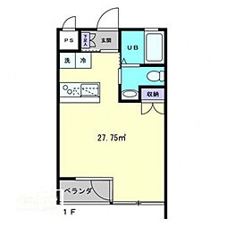 富士グランディール 1Kの間取図画像