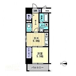 アルファレガロ中央町 1DKの間取図画像