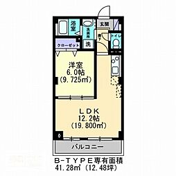 パークサイドヒルズ伏石 1LDKの間取図画像