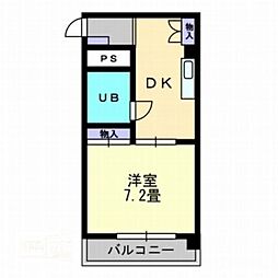 百間町マンション 1DKの間取図画像