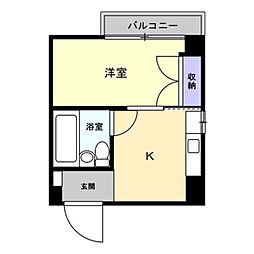 アルファ桜町 1Kの間取図画像