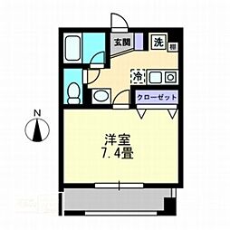 サンテラス21 1Kの間取図画像