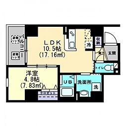 ルミナス藤塚町 1LDKの間取図画像