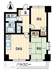ホープスエイシ 2DKの間取図画像