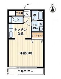 フラワーマンション 1Kの間取図画像