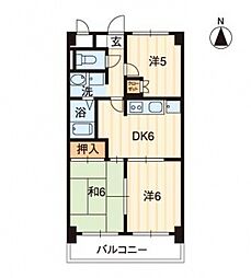 松島フラット 3DKの間取図画像