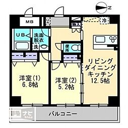 ル・マレNishikimachi 2LDKの間取図画像