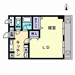アルカディア西内町 1Kの間取図画像