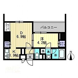 リアライズ瓦町 1DKの間取図画像
