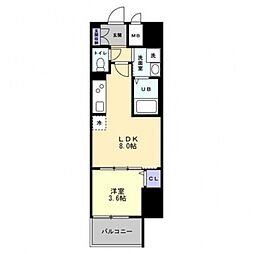 高松市中新町マンション 1LDKの間取図画像