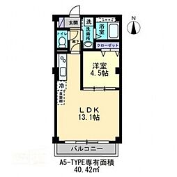 プランドールES 1LDKの間取図画像