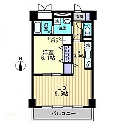 フィール上之町 1LDKの間取図画像