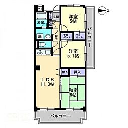 リジェール佐々木 3LDKの間取図画像