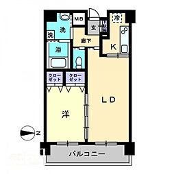 アルファレガロ栗林 1LDKの間取図画像