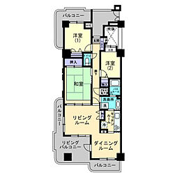 サーパス第二旭町 10階3LDKの間取り