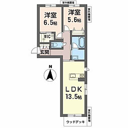 シャーメゾン　グラースII 1階2LDKの間取り