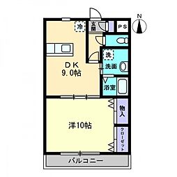 クレドール南川添 1階1DKの間取り