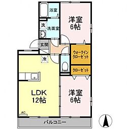 コートドール海老ノ丸A 2LDKの間取図画像