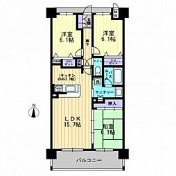 アルファステイツ吉田公園 3LDKの間取図画像