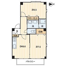 サンモールコスモスA 2DKの間取図画像