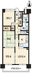 パールリバー 3LDKの間取図画像