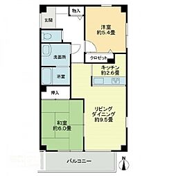 フォブール高須 2LDKの間取図画像