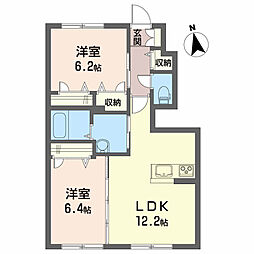 シャーメゾン万々1 2LDKの間取図画像