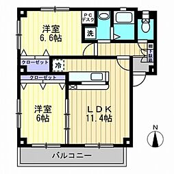 ザジテール 2LDKの間取図画像