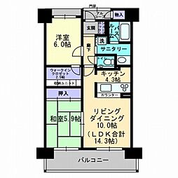 アルファステイツ天神大橋 2LDKの間取図画像