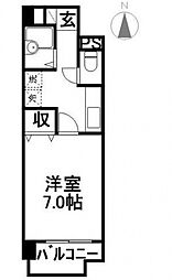 グランコート鷹匠町 1Kの間取図画像
