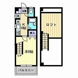貳室邸マンション 1Kの間取図画像
