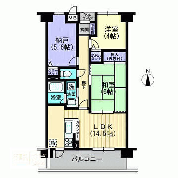 アイシティ倉敷 504｜岡山県倉敷市老松町5丁目(賃貸マンション2SLDK・5階・58.68㎡)の写真 その2