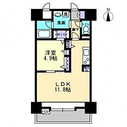 プワソンマルシェ倉敷 1LDKの間取図画像