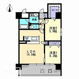 プワソンマルシェ倉敷 2LDKの間取図画像