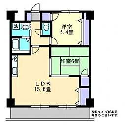 西町ロイヤルスクエア 8階2LDKの間取り