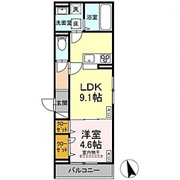 D-residence曙町1丁目 1階1LDKの間取り