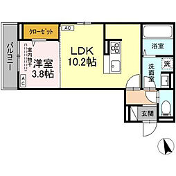 D-residence曙町1丁目 2階1LDKの間取り