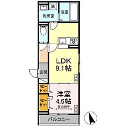 D-residence曙町1丁目 2階1LDKの間取り