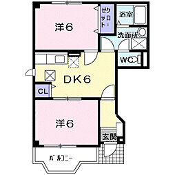 ロータスハイツ 1階2DKの間取り