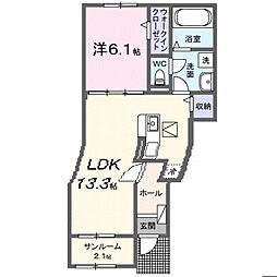 ロッソ・コルサ　I 1階1LDKの間取り