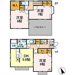 川口占部住宅　I棟 1階3DKの間取り