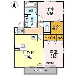 ルミエール手城　Ｂ棟 2階2LDKの間取り