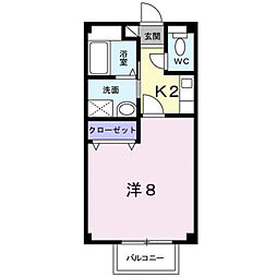 コモド 1Kの間取図画像