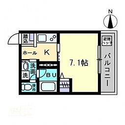 Maisondequatre3 1Kの間取図画像