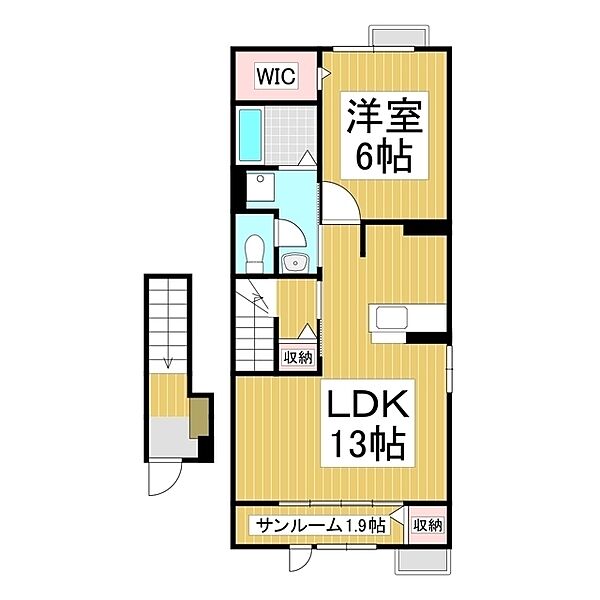長野県伊那市境(賃貸アパート1LDK・2階・52.57㎡)の写真 その2