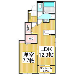 JR飯田線 伊那北駅 徒歩14分の賃貸アパート 1階1LDKの間取り