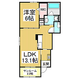 JR飯田線 北殿駅 徒歩10分の賃貸アパート 1階1LDKの間取り